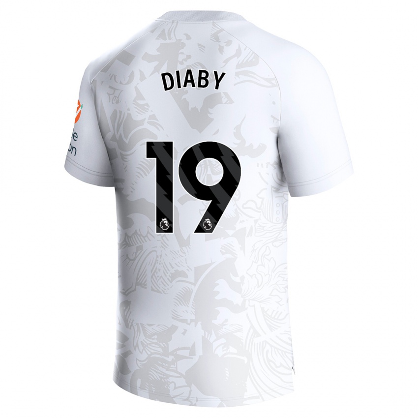 Hombre Camiseta Moussa Diaby #19 Blanco 2ª Equipación 2023/24 La Camisa Perú