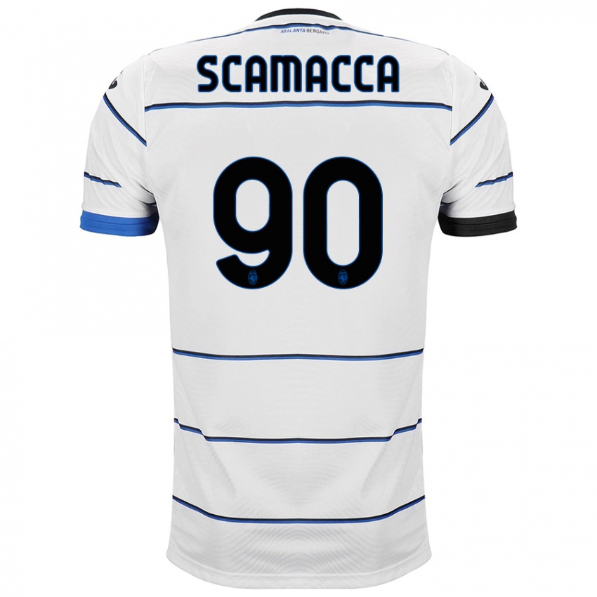 Hombre Camiseta Gianluca Scamacca #90 Blanco 2ª Equipación 2023/24 La Camisa Perú