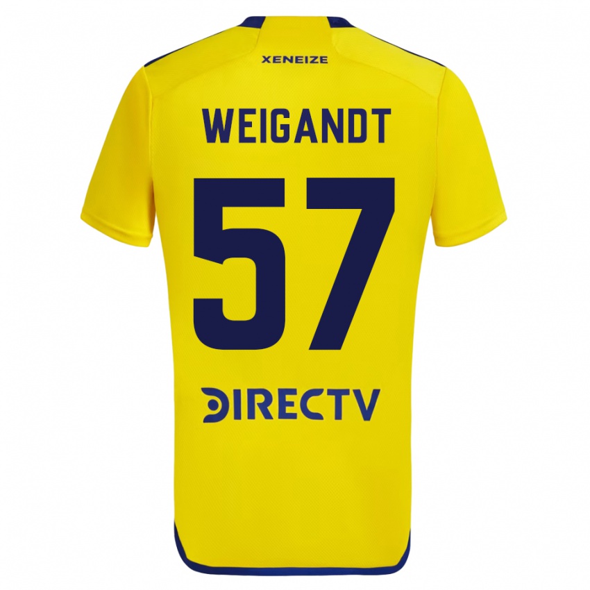 Mujer Camiseta Marcelo Weigandt #57 Amarillo 2ª Equipación 2023/24 La Camisa Perú
