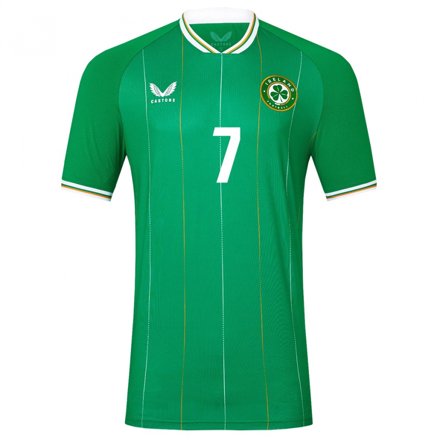 Niño Camiseta Irlanda Diane Caldwell #7 Verde 1ª Equipación 24-26 La Camisa Perú