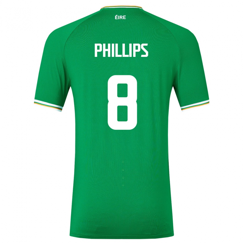 Niño Camiseta Irlanda Killian Phillips #8 Verde 1ª Equipación 24-26 La Camisa Perú