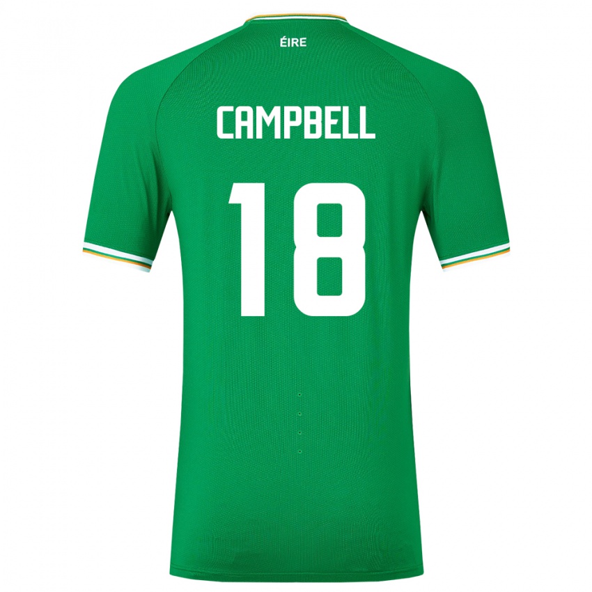 Niño Camiseta Irlanda Megan Campbell #18 Verde 1ª Equipación 24-26 La Camisa Perú