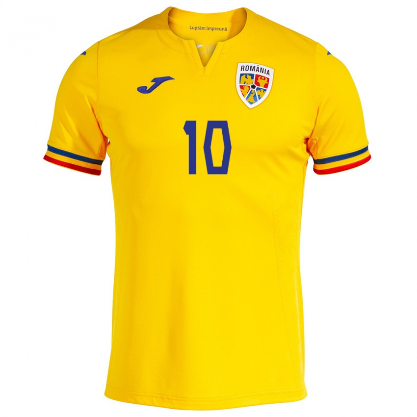 Niño Camiseta Rumania Nicolae Stanciu #10 Amarillo 1ª Equipación 24-26 La Camisa Perú