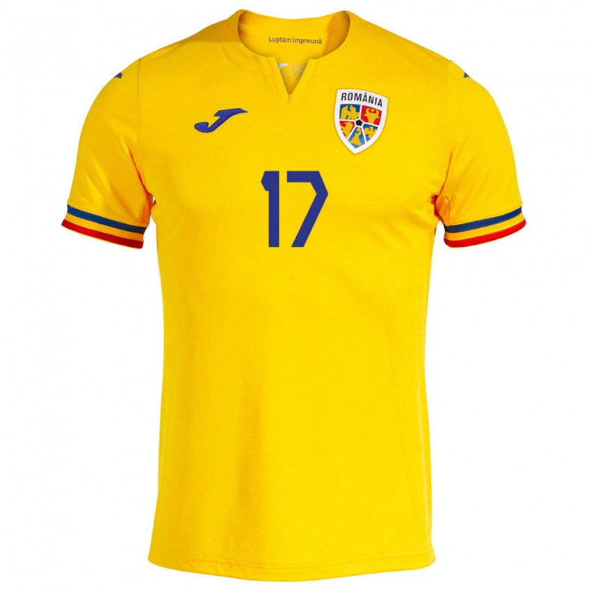 Niño Camiseta Rumania Florinel Coman #17 Amarillo 1ª Equipación 24-26 La Camisa Perú