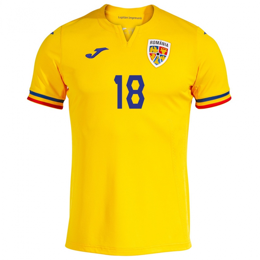 Niño Camiseta Rumania Mara Bâtea #18 Amarillo 1ª Equipación 24-26 La Camisa Perú