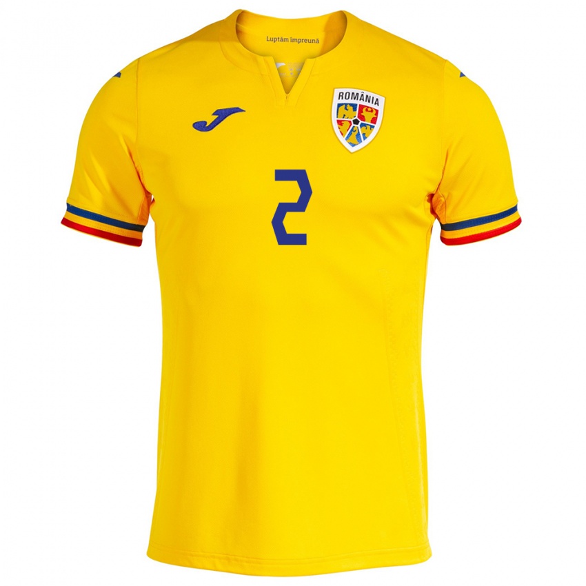 Niño Camiseta Rumania Andrei Rațiu #2 Amarillo 1ª Equipación 24-26 La Camisa Perú