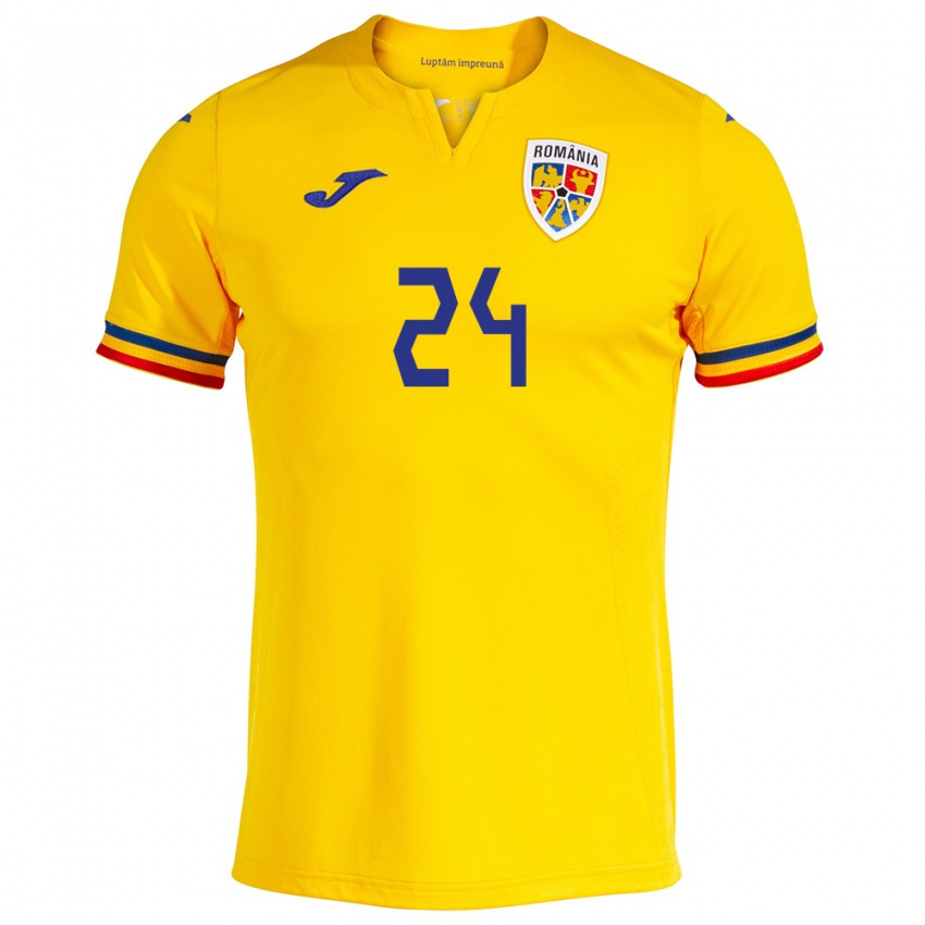 Niño Camiseta Rumania Botond Gergely #24 Amarillo 1ª Equipación 24-26 La Camisa Perú