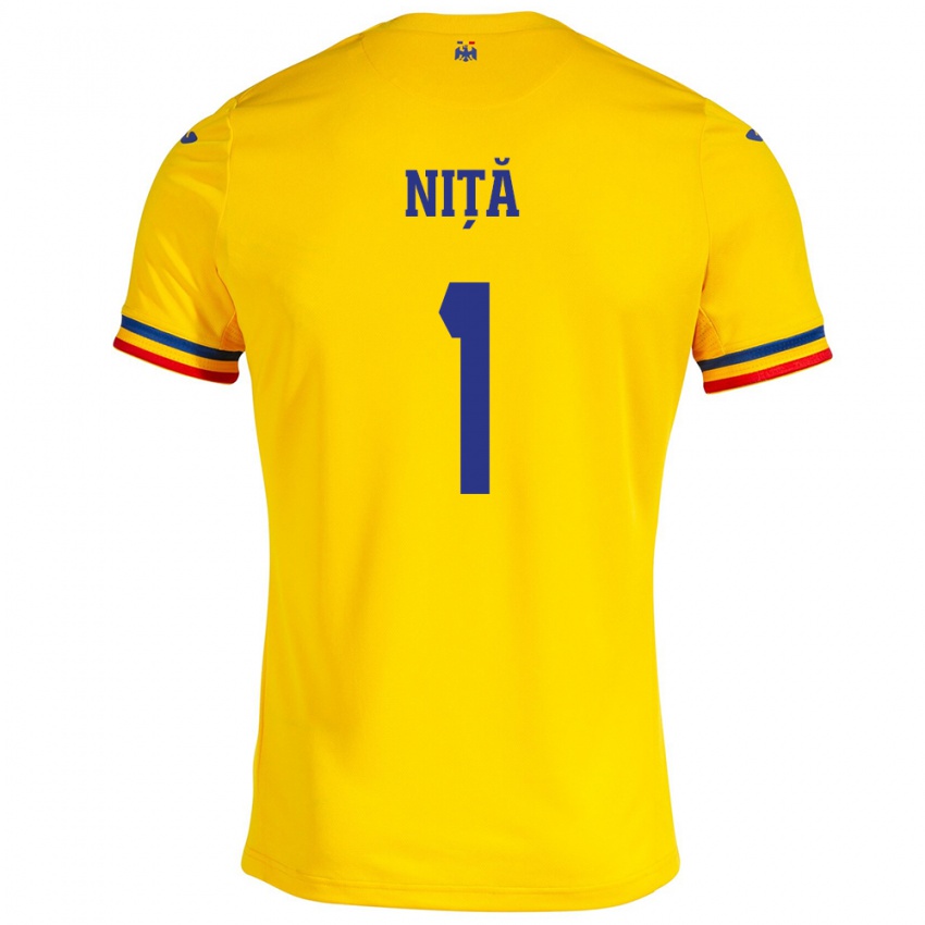 Niño Camiseta Rumania Florin Niță #1 Amarillo 1ª Equipación 24-26 La Camisa Perú