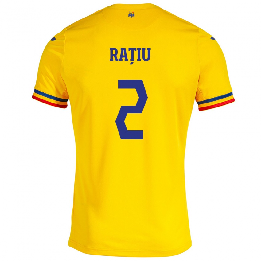 Niño Camiseta Rumania Andrei Rațiu #2 Amarillo 1ª Equipación 24-26 La Camisa Perú