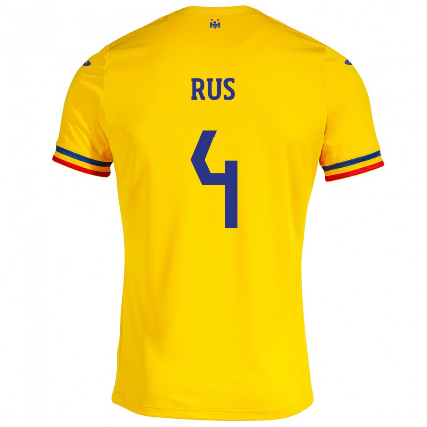 Niño Camiseta Rumania Adrian Rus #4 Amarillo 1ª Equipación 24-26 La Camisa Perú