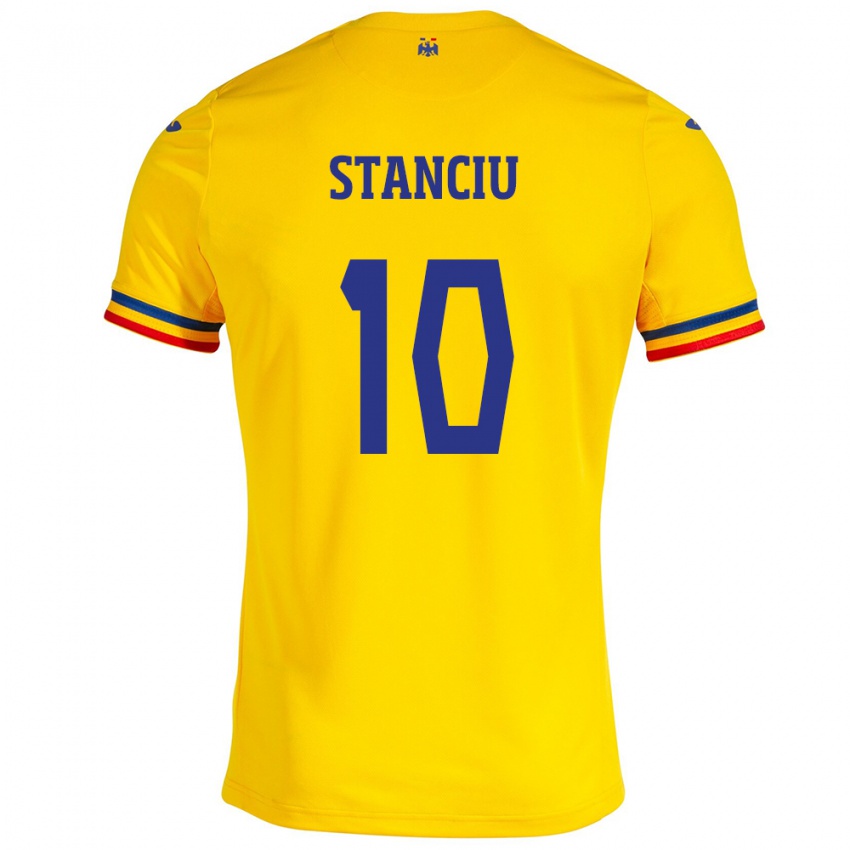 Niño Camiseta Rumania Nicolae Stanciu #10 Amarillo 1ª Equipación 24-26 La Camisa Perú