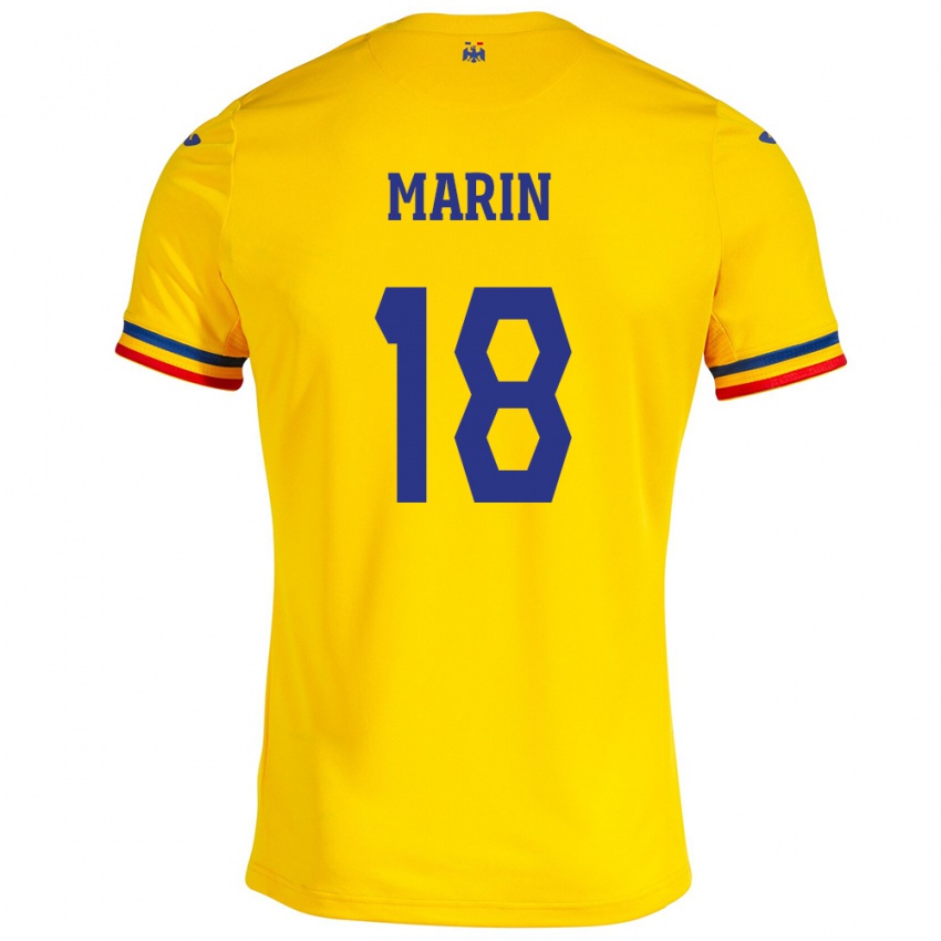 Niño Camiseta Rumania Răzvan Marin #18 Amarillo 1ª Equipación 24-26 La Camisa Perú