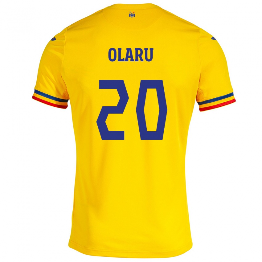 Niño Camiseta Rumania Darius Olaru #20 Amarillo 1ª Equipación 24-26 La Camisa Perú