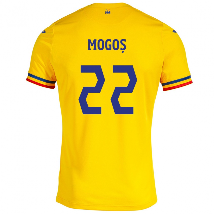 Niño Camiseta Rumania Vasile Mogoș #22 Amarillo 1ª Equipación 24-26 La Camisa Perú