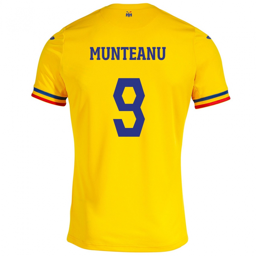 Niño Camiseta Rumania Louis Munteanu #9 Amarillo 1ª Equipación 24-26 La Camisa Perú