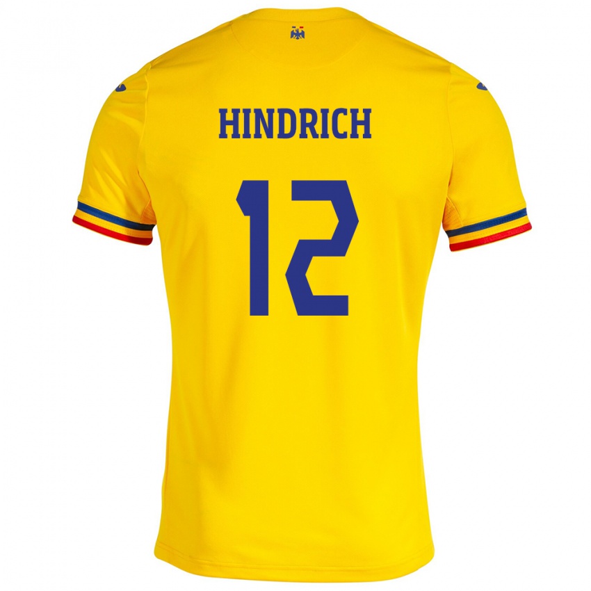 Niño Camiseta Rumania Otto Hindrich #12 Amarillo 1ª Equipación 24-26 La Camisa Perú