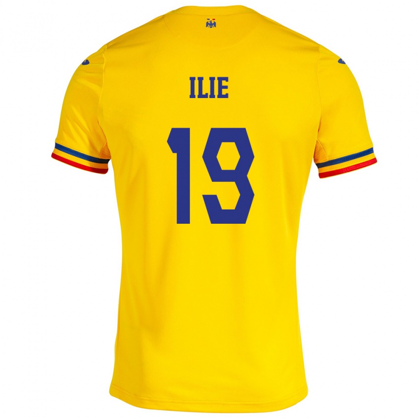 Niño Camiseta Rumania Rareș Ilie #19 Amarillo 1ª Equipación 24-26 La Camisa Perú