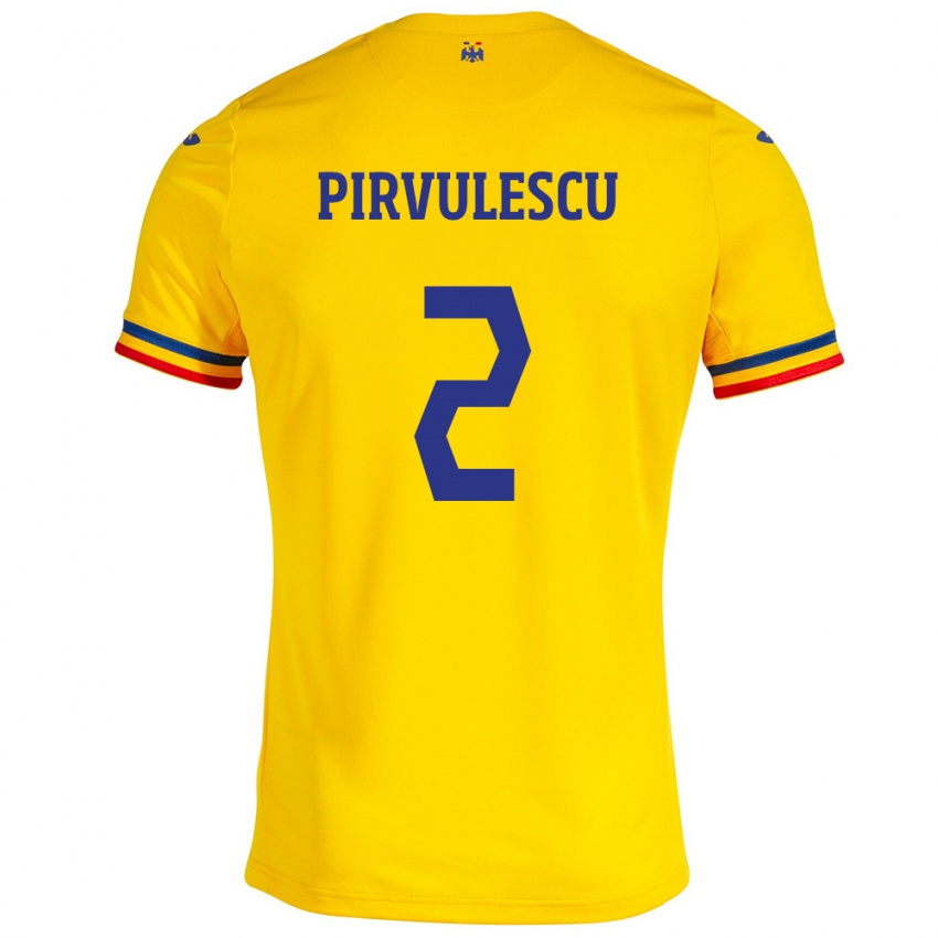 Niño Camiseta Rumania Sergiu Pîrvulescu #2 Amarillo 1ª Equipación 24-26 La Camisa Perú