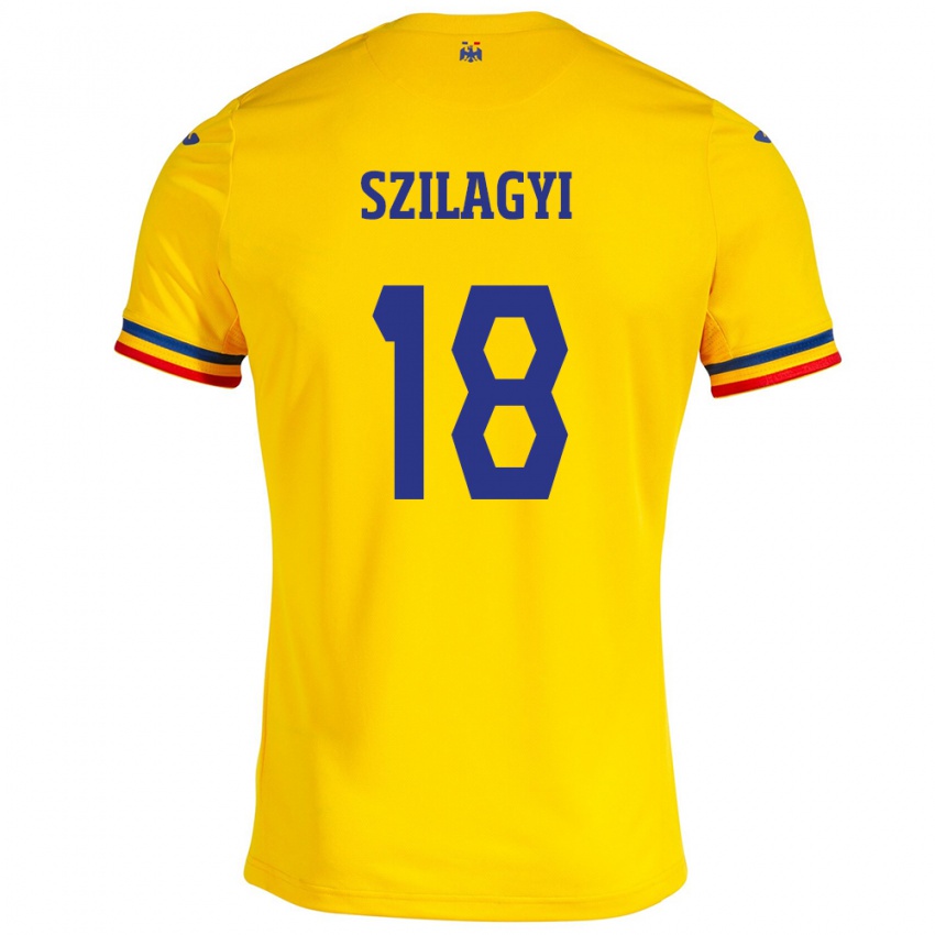 Niño Camiseta Rumania Szabolcs Szilágyi #18 Amarillo 1ª Equipación 24-26 La Camisa Perú