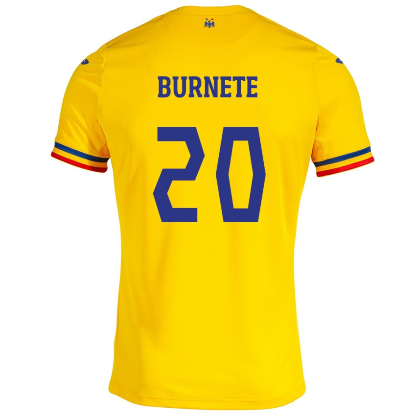 Niño Camiseta Rumania Rareș Burnete #20 Amarillo 1ª Equipación 24-26 La Camisa Perú