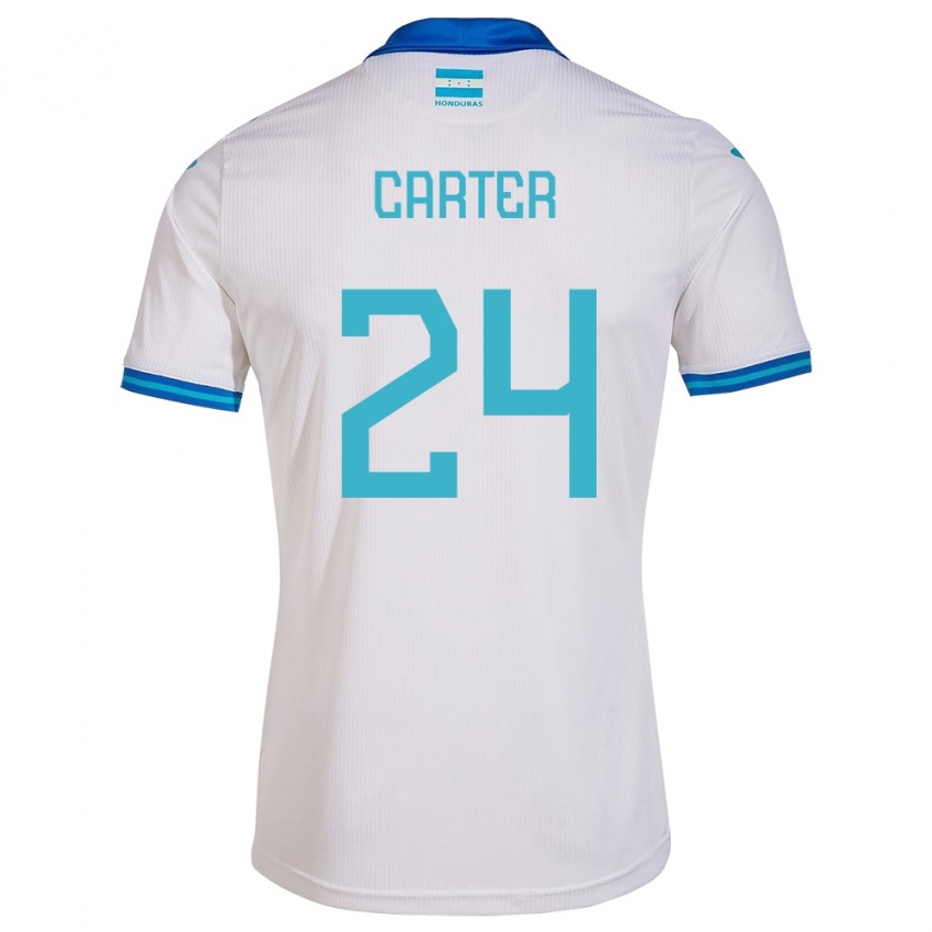 Niño Camiseta Honduras Daniel Carter #24 Blanco 1ª Equipación 24-26 La Camisa Perú