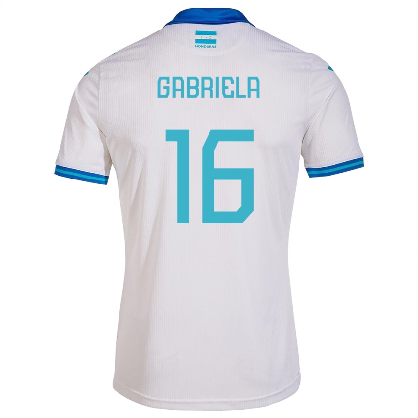 Niño Camiseta Honduras Gabriela García #16 Blanco 1ª Equipación 24-26 La Camisa Perú