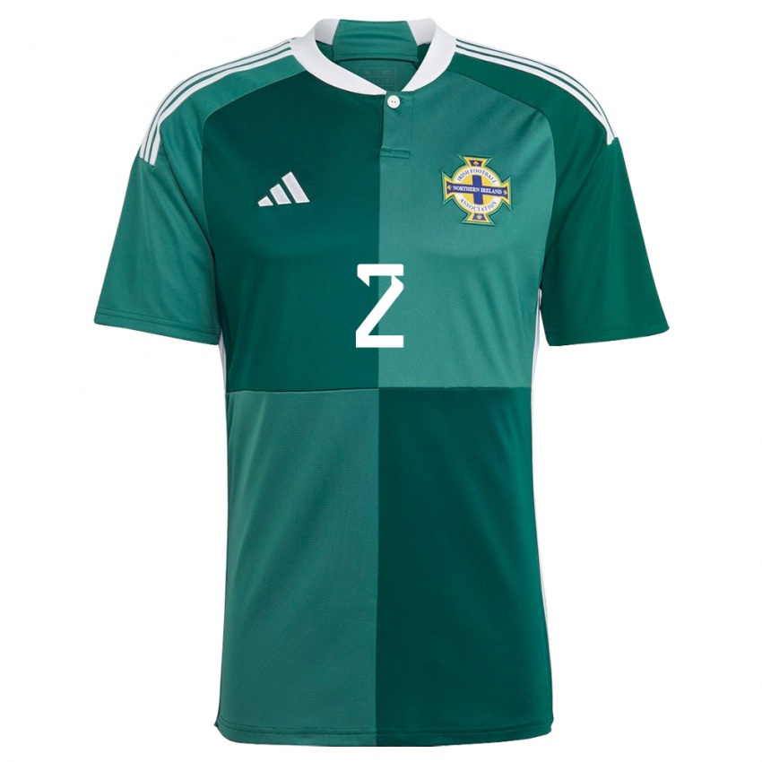 Niño Camiseta Irlanda Del Norte Callum Leacock #2 Verde 1ª Equipación 24-26 La Camisa Perú