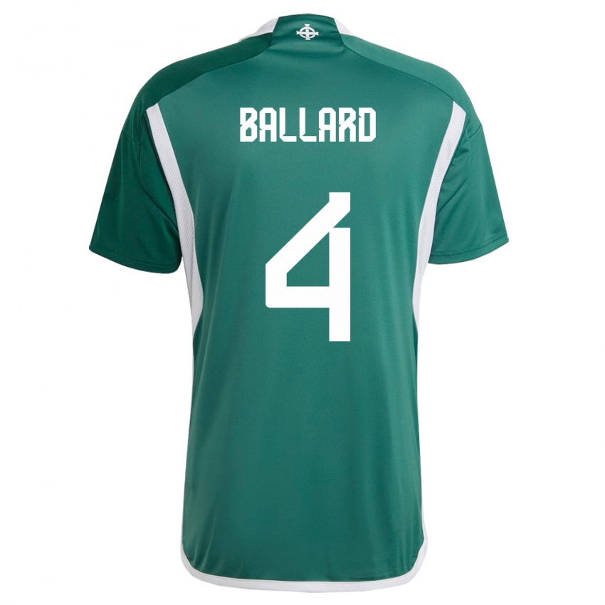 Niño Camiseta Irlanda Del Norte Daniel Ballard #4 Verde 1ª Equipación 24-26 La Camisa Perú