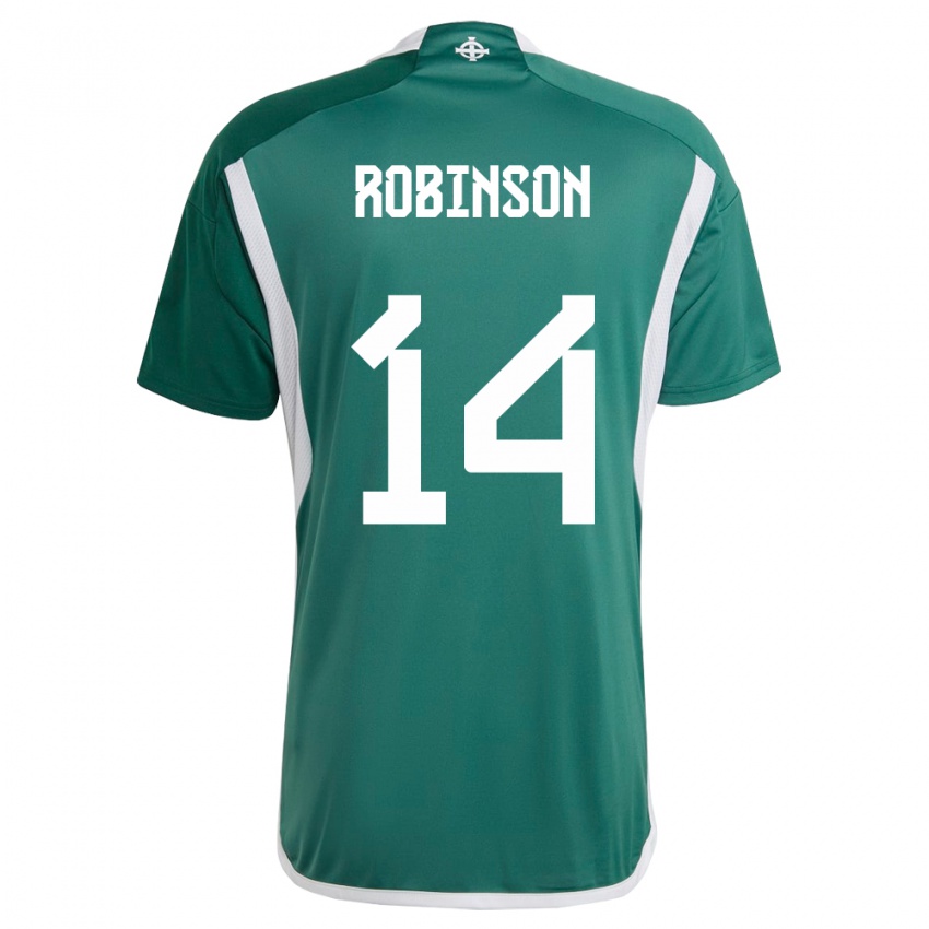 Niño Camiseta Irlanda Del Norte Darren Robinson #14 Verde 1ª Equipación 24-26 La Camisa Perú