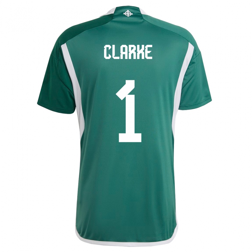 Niño Camiseta Irlanda Del Norte Josh Clarke #1 Verde 1ª Equipación 24-26 La Camisa Perú