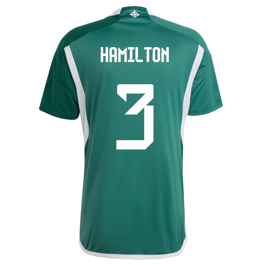 Niño Camiseta Irlanda Del Norte Brendan Hamilton #3 Verde 1ª Equipación 24-26 La Camisa Perú