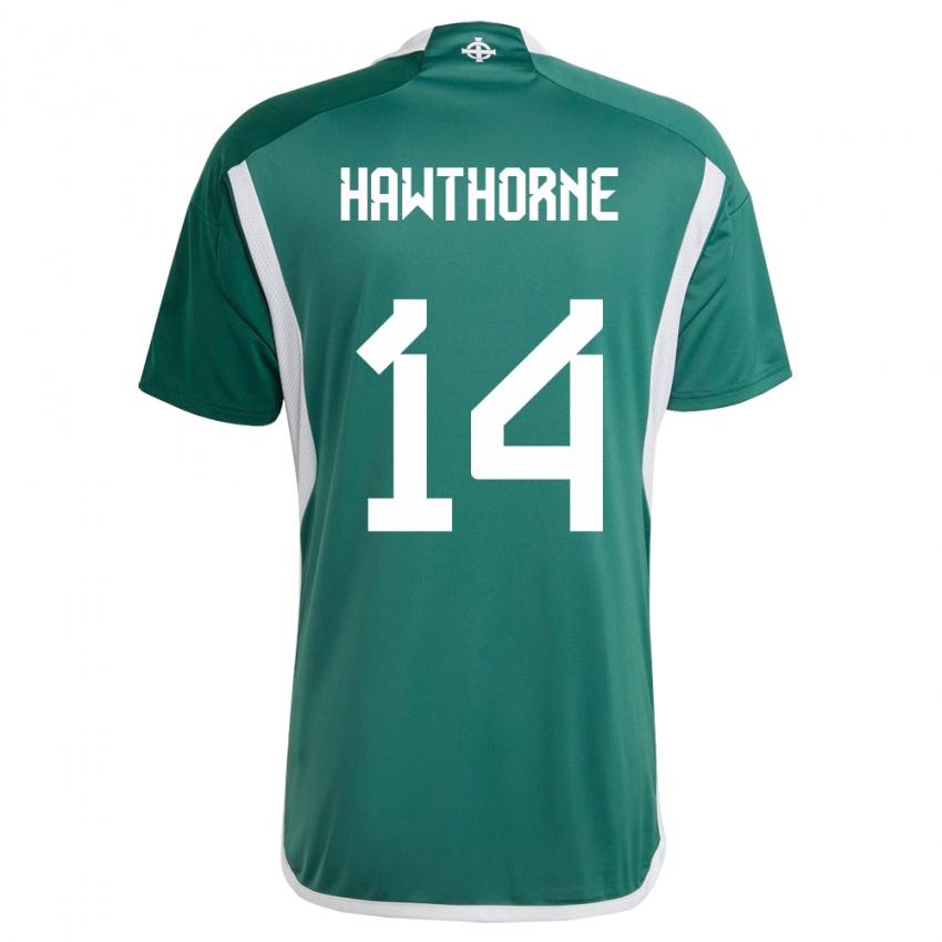 Niño Camiseta Irlanda Del Norte Keevan Hawthorne #14 Verde 1ª Equipación 24-26 La Camisa Perú