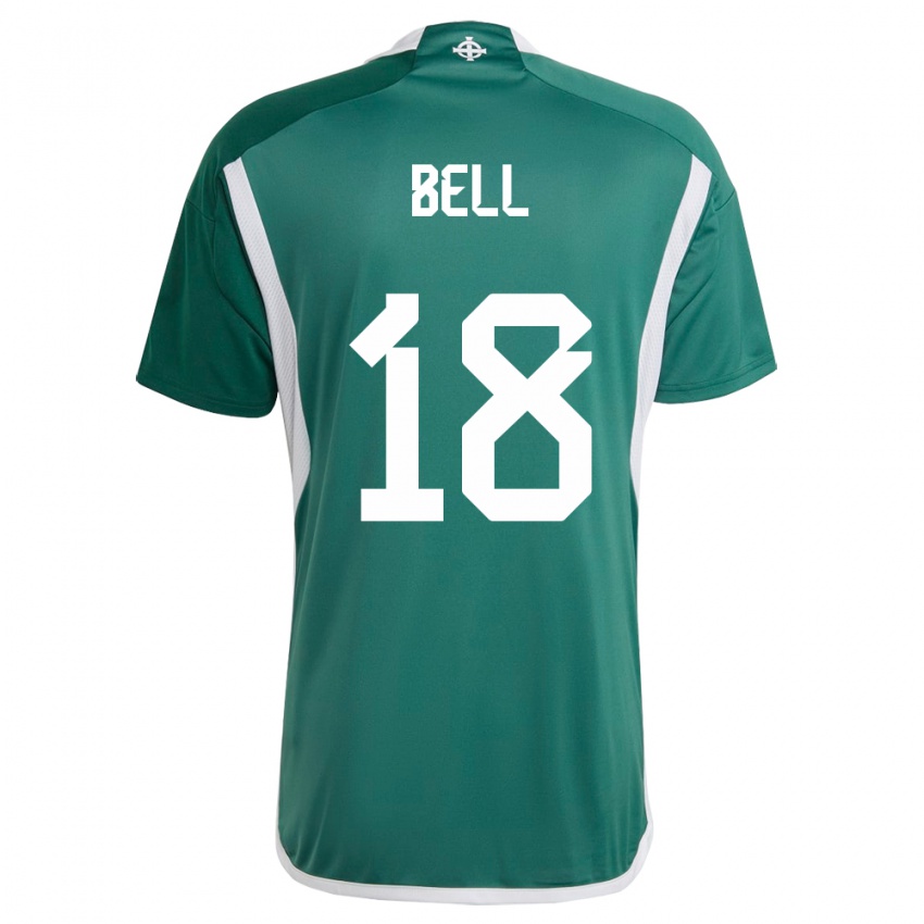 Niño Camiseta Irlanda Del Norte Megan Bell #18 Verde 1ª Equipación 24-26 La Camisa Perú