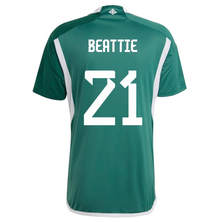 Niño Camiseta Irlanda Del Norte Kerry Beattie #21 Verde 1ª Equipación 24-26 La Camisa Perú