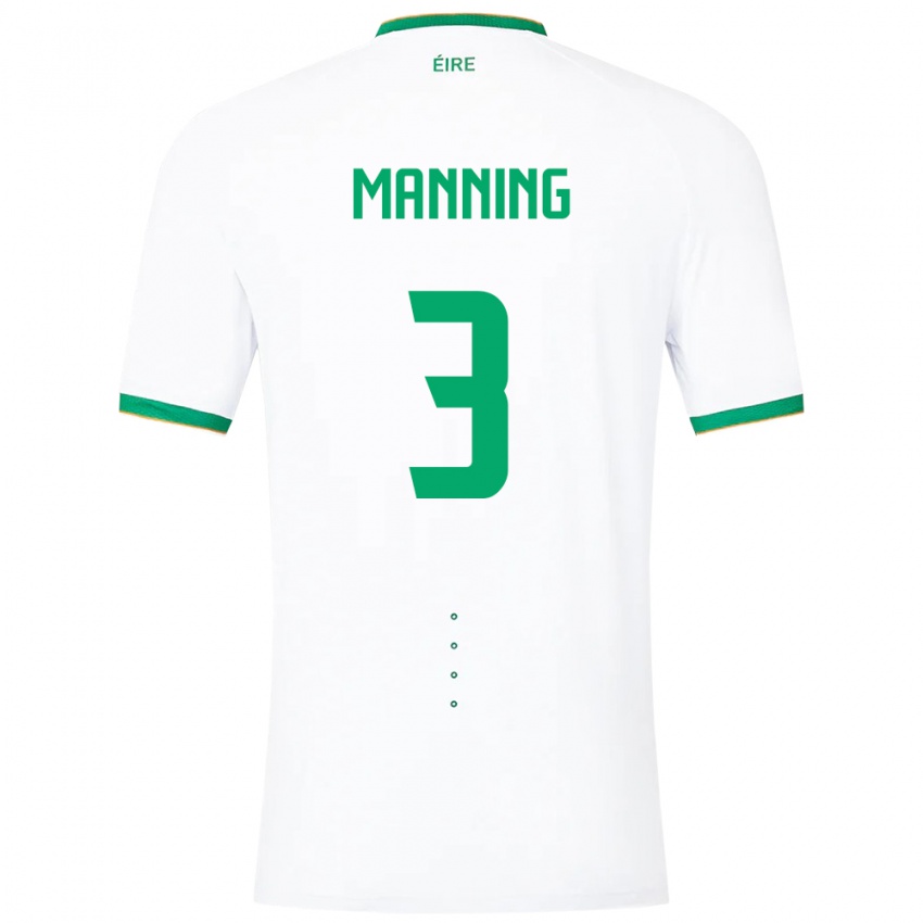 Niño Camiseta Irlanda Ryan Manning #3 Blanco 2ª Equipación 24-26 La Camisa Perú