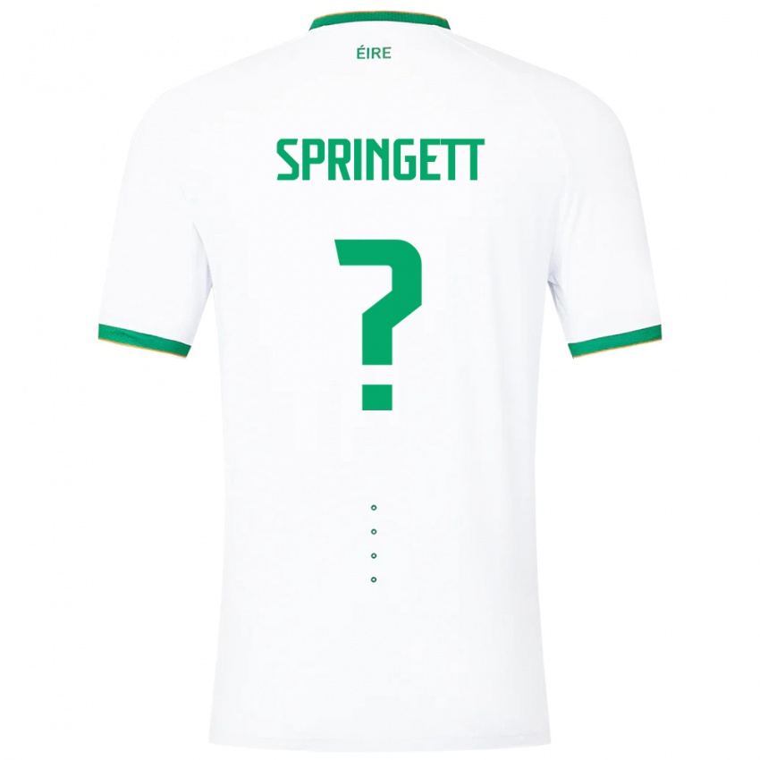Niño Camiseta Irlanda Tony Springett #0 Blanco 2ª Equipación 24-26 La Camisa Perú