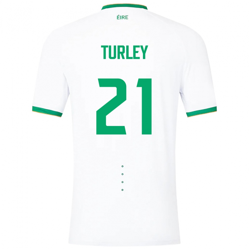 Niño Camiseta Irlanda Freddie Turley #21 Blanco 2ª Equipación 24-26 La Camisa Perú