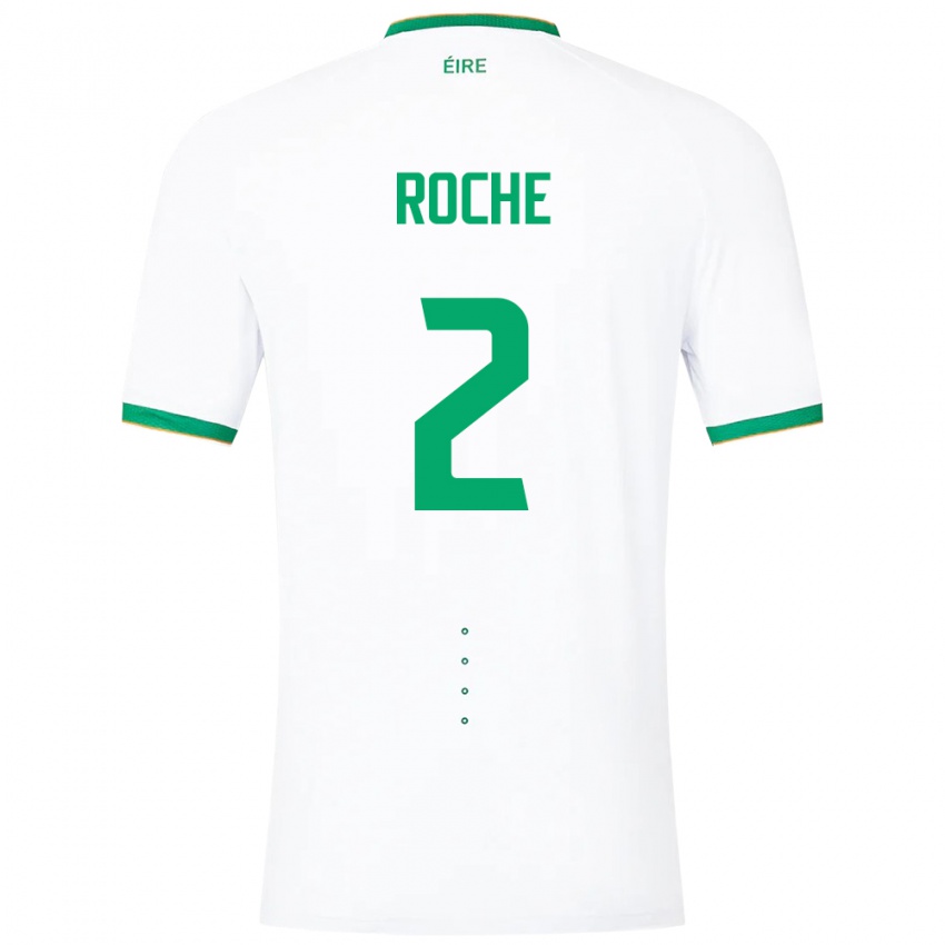 Niño Camiseta Irlanda James Roche #2 Blanco 2ª Equipación 24-26 La Camisa Perú