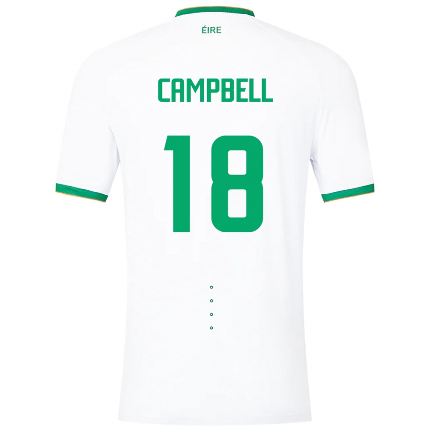 Niño Camiseta Irlanda Megan Campbell #18 Blanco 2ª Equipación 24-26 La Camisa Perú