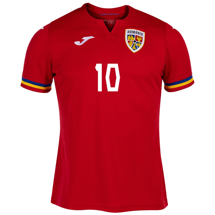 Niño Camiseta Rumania Octavian Popescu #10 Rojo 2ª Equipación 24-26 La Camisa Perú