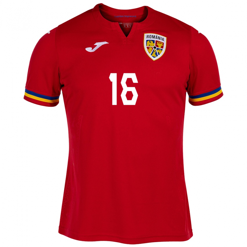 Niño Camiseta Rumania Marian Danciu #16 Rojo 2ª Equipación 24-26 La Camisa Perú