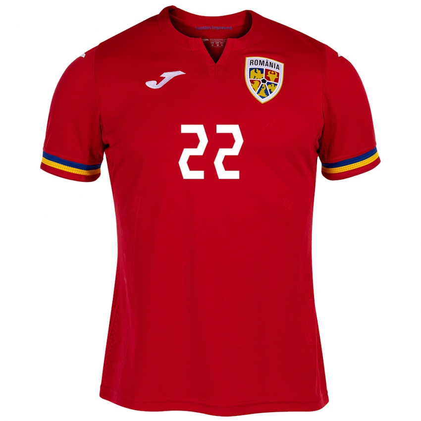 Niño Camiseta Rumania Dan Sîrbu #22 Rojo 2ª Equipación 24-26 La Camisa Perú