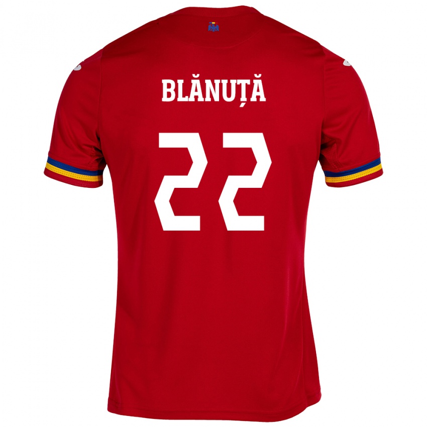 Niño Camiseta Rumania Vladislav Blănuță #22 Rojo 2ª Equipación 24-26 La Camisa Perú