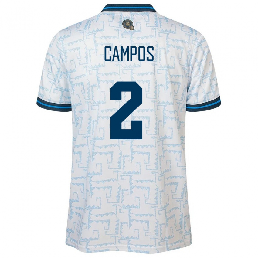 Niño Camiseta El Salvador Adonis Campos #2 Blanco 2ª Equipación 24-26 La Camisa Perú