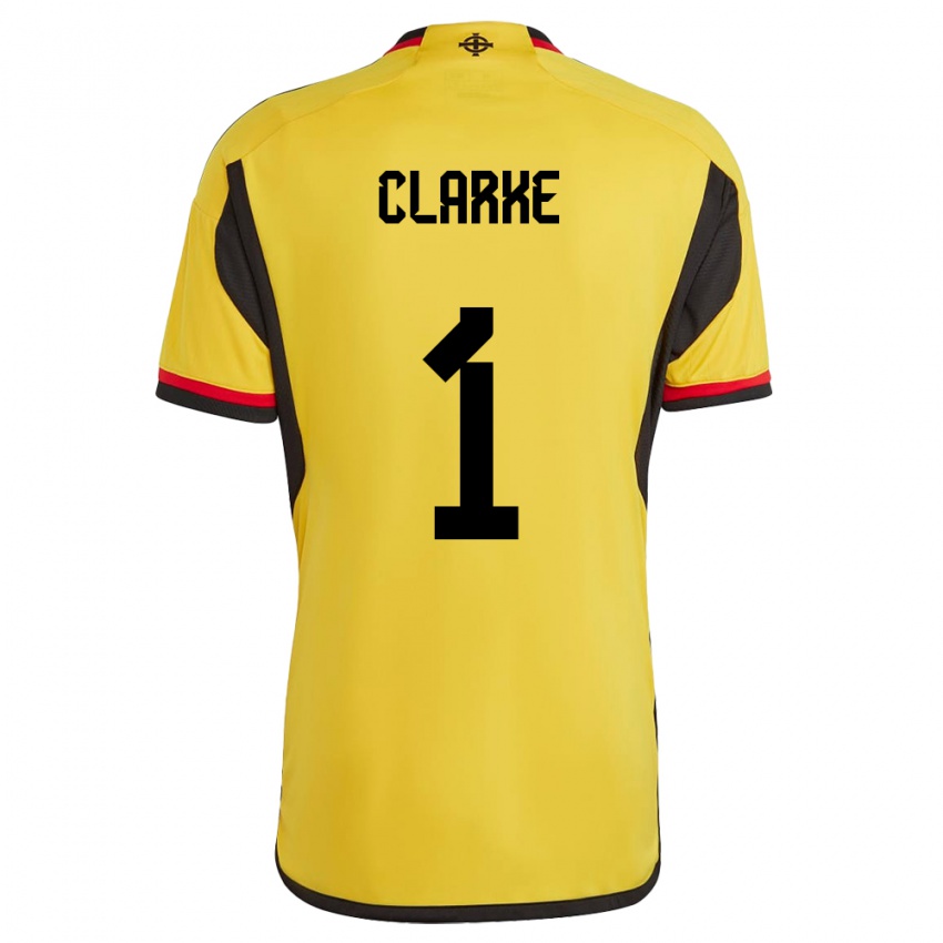 Niño Camiseta Irlanda Del Norte Josh Clarke #1 Blanco 2ª Equipación 24-26 La Camisa Perú