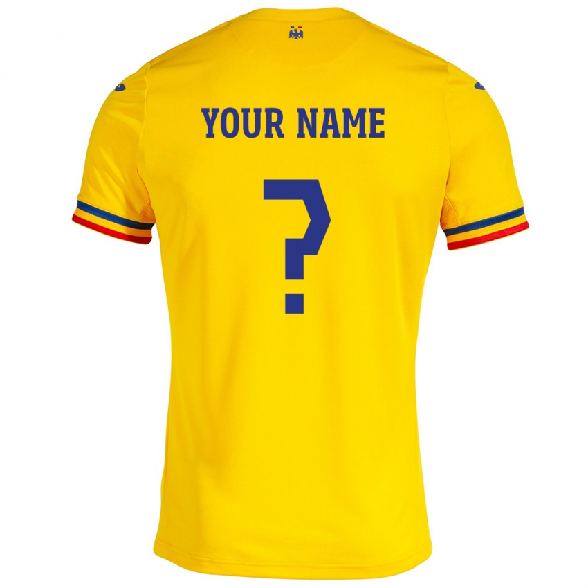 Hombre Camiseta Rumania Su Nombre #0 Amarillo 1ª Equipación 24-26 La Camisa Perú