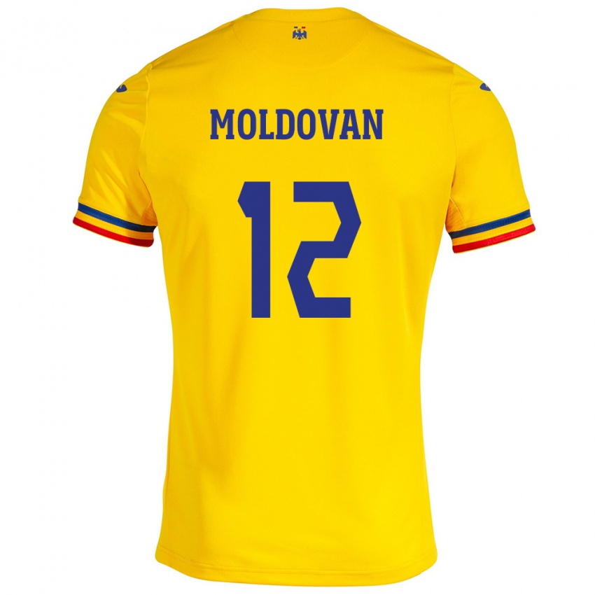 Hombre Camiseta Rumania Horaţiu Moldovan #12 Amarillo 1ª Equipación 24-26 La Camisa Perú