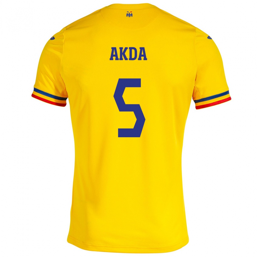 Hombre Camiseta Rumania Ümit Akdağ #5 Amarillo 1ª Equipación 24-26 La Camisa Perú