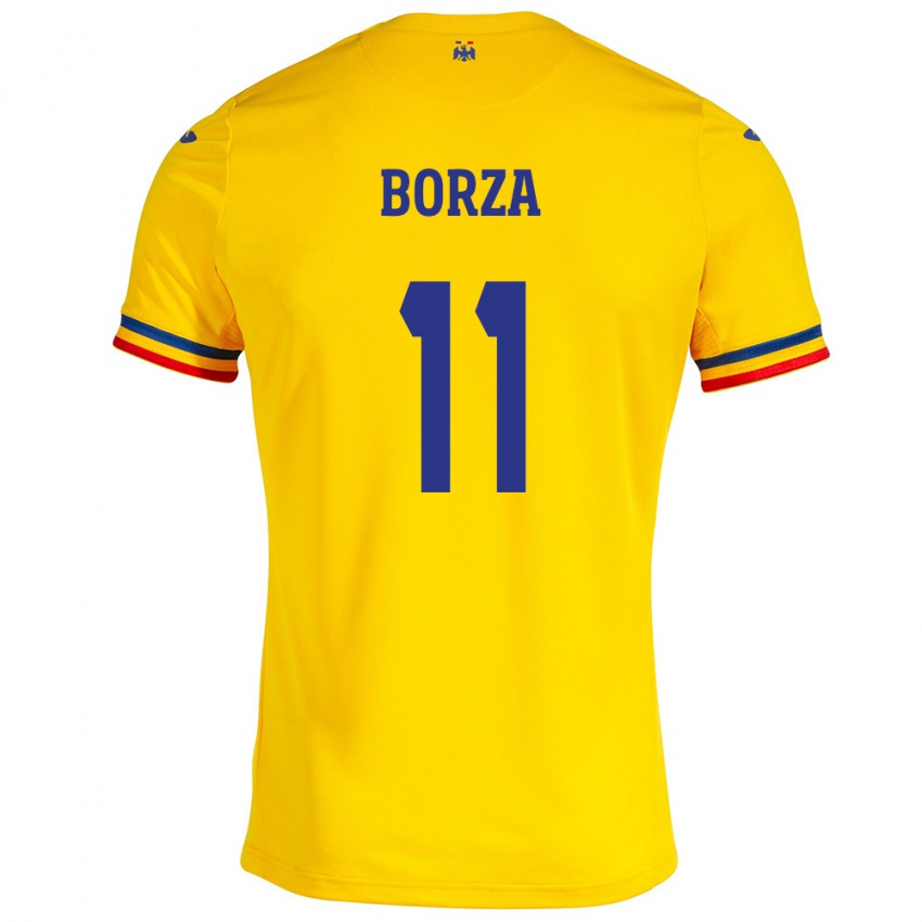 Hombre Camiseta Rumania Andrei Borza #11 Amarillo 1ª Equipación 24-26 La Camisa Perú