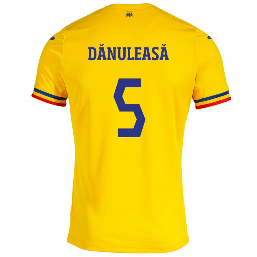 Hombre Camiseta Rumania Gabriel Dănuleasă #5 Amarillo 1ª Equipación 24-26 La Camisa Perú